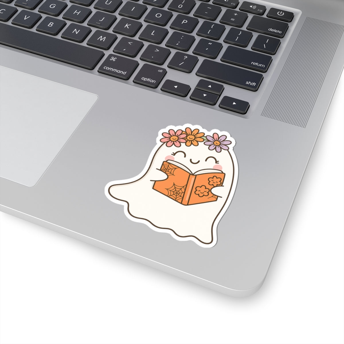 Ghostly Reading Kiss-Cut Sticker, Book Lover Sticker, Cute Sticker Set, Spooky Decals, Halloween Stickers, Vinyl Kindle Stickers