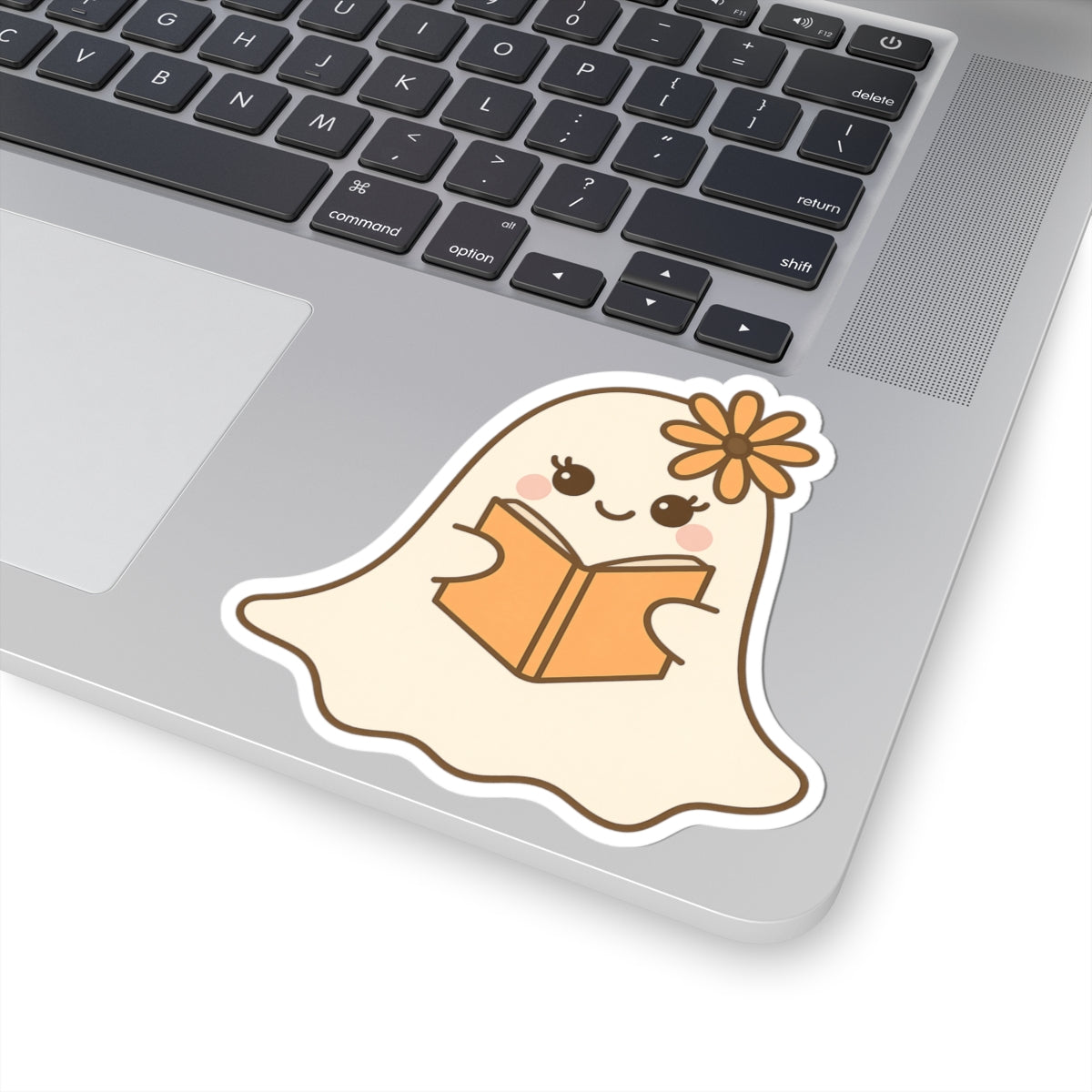 Floral Ghostly Reading Kiss-Cut Sticker, Book Lover Sticker, Cute Sticker Set, Spooky Decals, Halloween Stickers, Vinyl Kindle Stickers