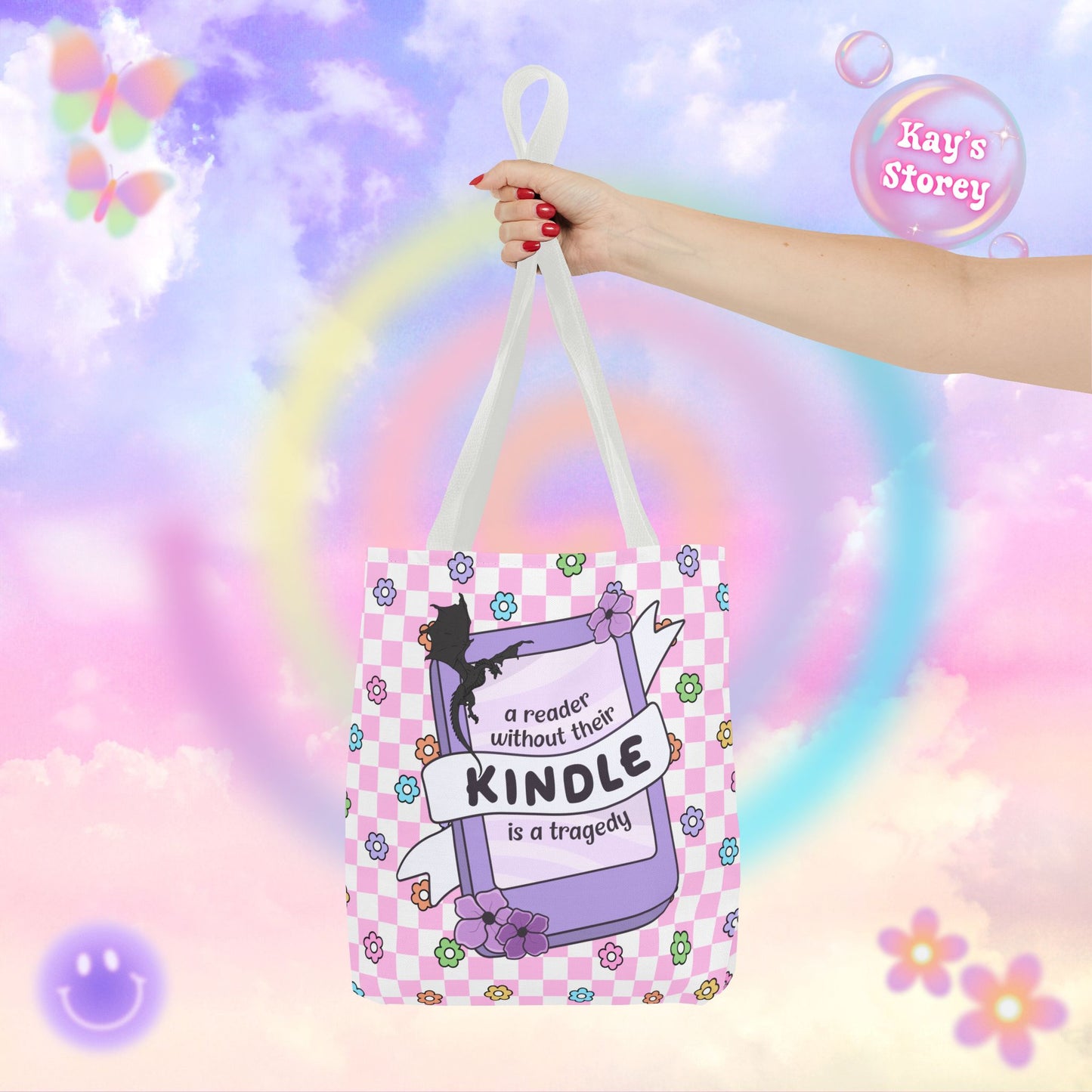 Pink Reader Without Their Kindle Tote Bag