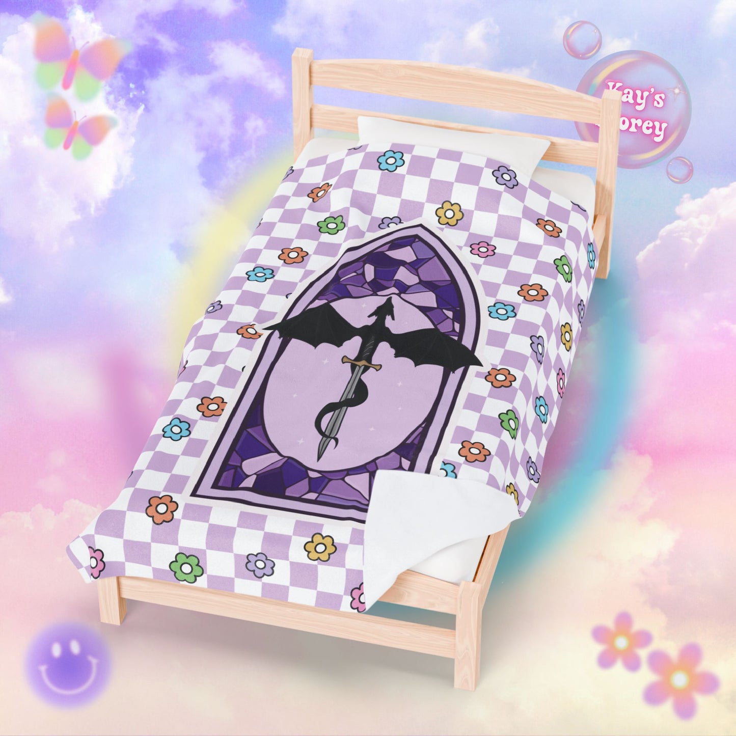 Purple Romantasy Velveteen Plush Blanket