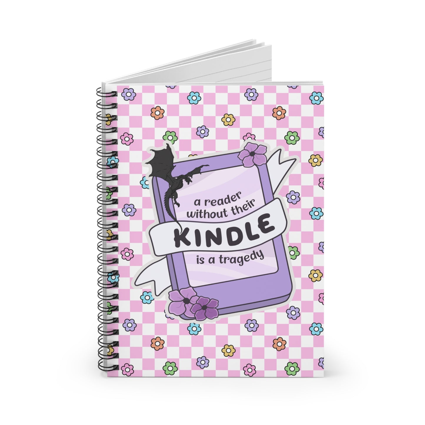 Pink Reader Without Their Kindle Spiral Notebook - Ruled Line