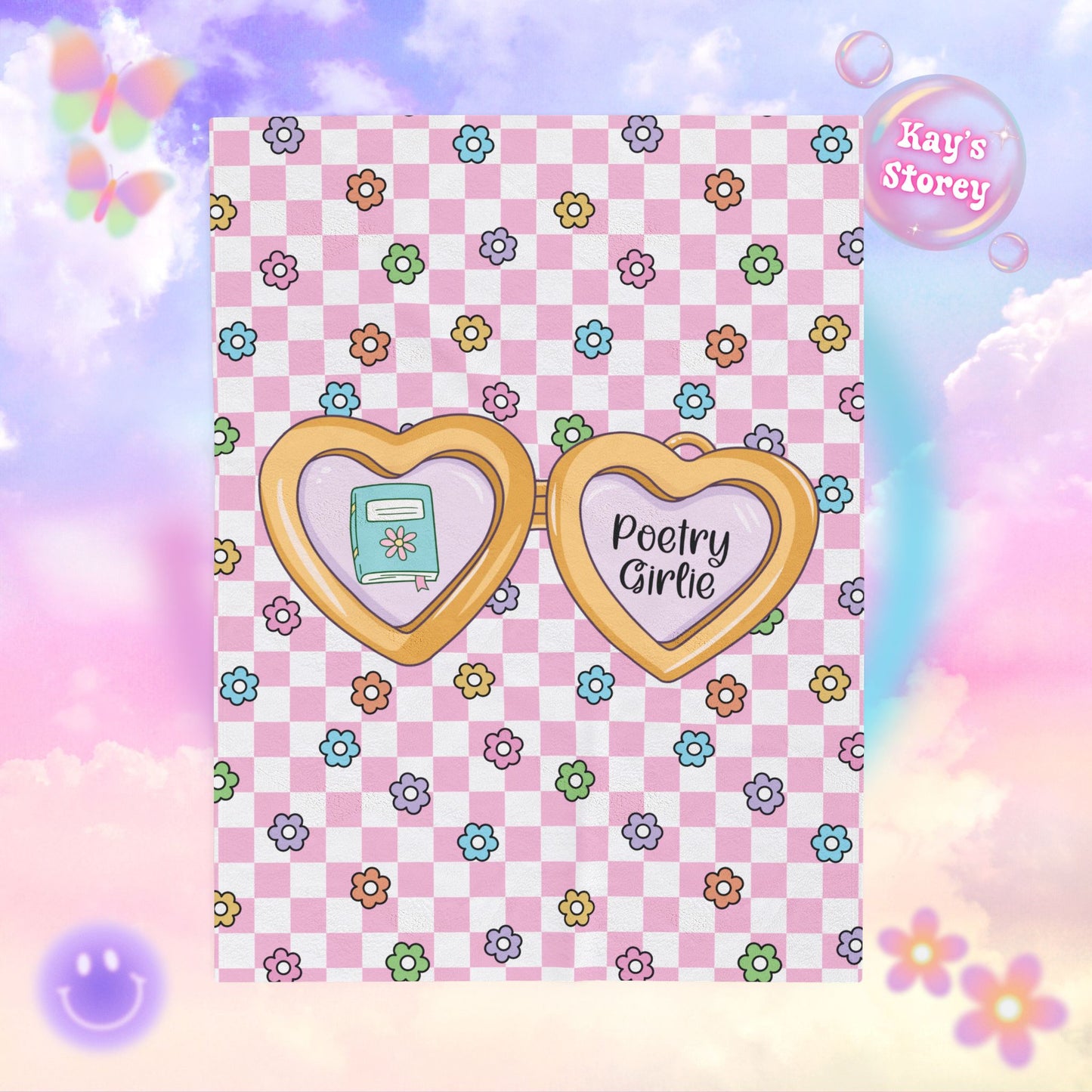 Pink Poetry Girlie Velveteen Plush Blanket