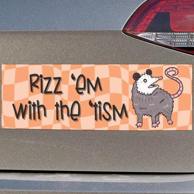 Opossum Rizz 'Em Car Magnet