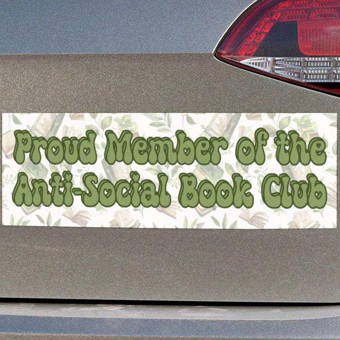 Proud Member Anti-Social Book Club Car Magnet