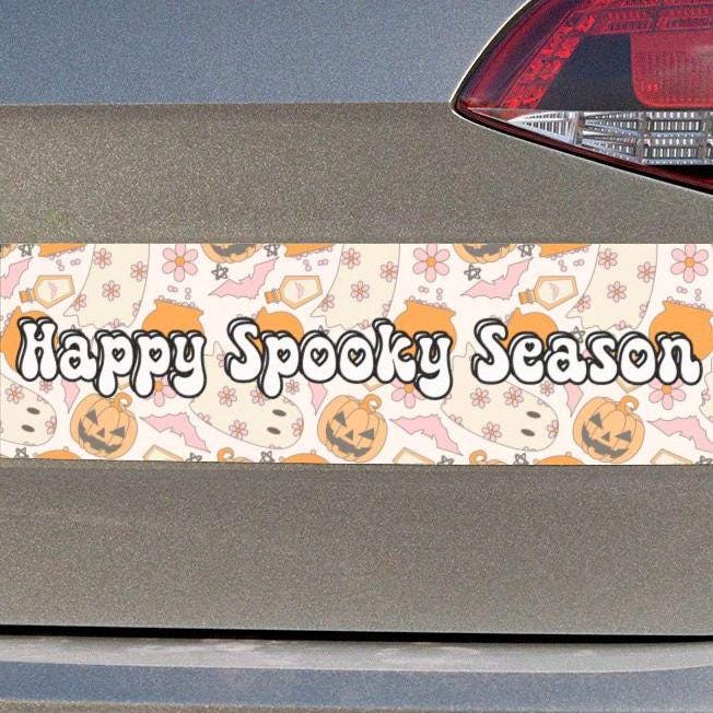 Orange Happy Spooky Season Car Magnet