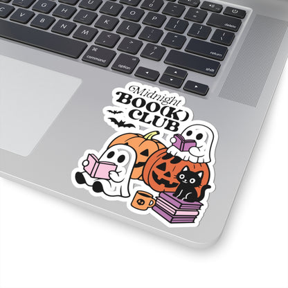 Midnight Boo(k) Club Sticker - Kiss-Cut Stickers, Halloween Sticker, Cute Ghost Design, Spooky Sticker, Decorative Sticker for Journals