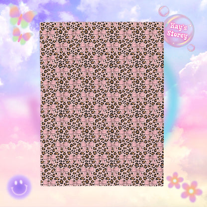 Leopard Bow Bookish Velveteen Plush Blanket - Cozy Reading Throw