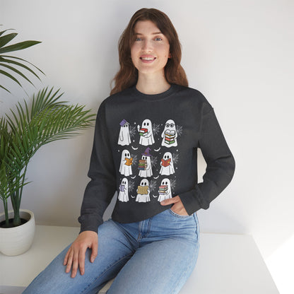 Reading Ghosts Sweatshirt, Long Sleeve Shirt for Spooky Season Bookish Gift,  Halloween Reading Apparel