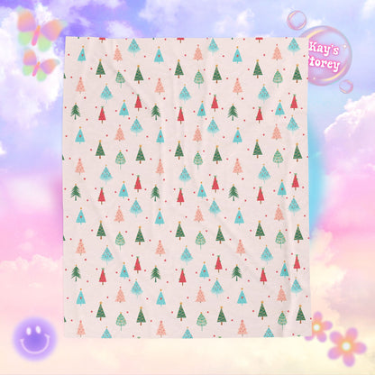 Christmas Trees Bookish Velveteen Plush Blanket - Cozy Reading Throw