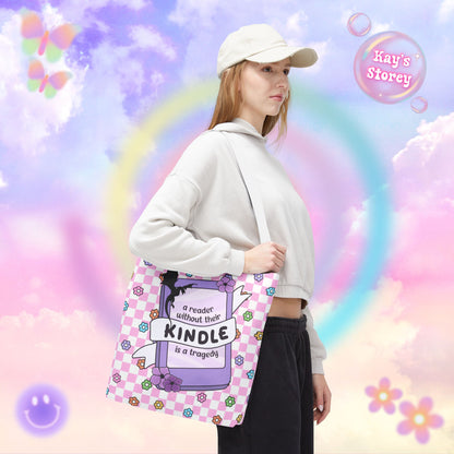 Pink Reader Without Their Kindle Tote Bag