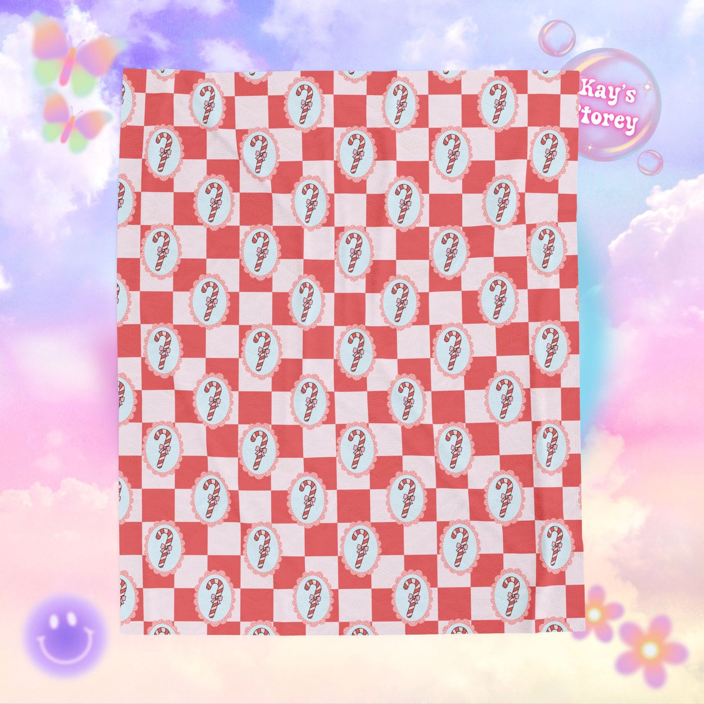 Candy Canes Bookish Velveteen Plush Blanket - Cozy Reading Throw