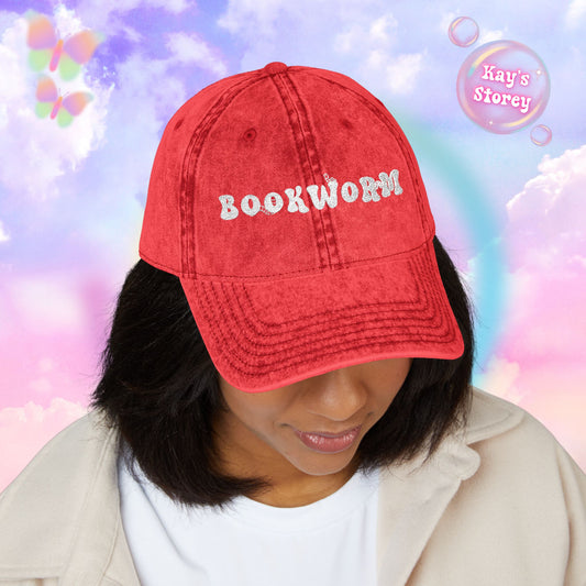 Bookworm Embroidered Vintage Cap
