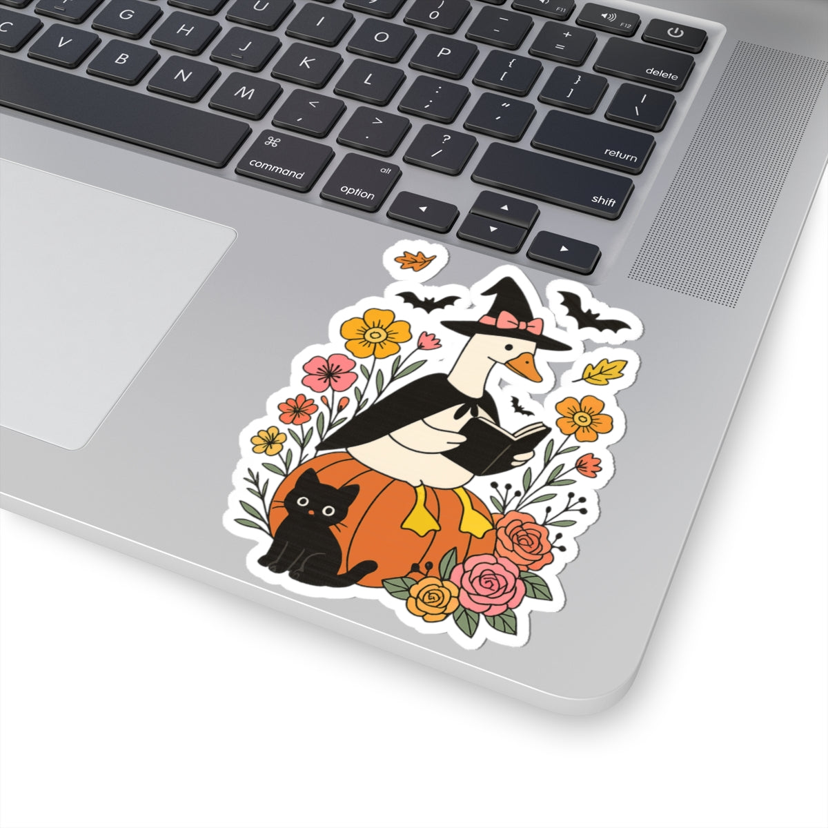 Goose Reading Kiss-Cut Sticker, Book Lover Sticker, Cute Sticker Set, Spooky Decals, Halloween Stickers, Vinyl Kindle Stickers