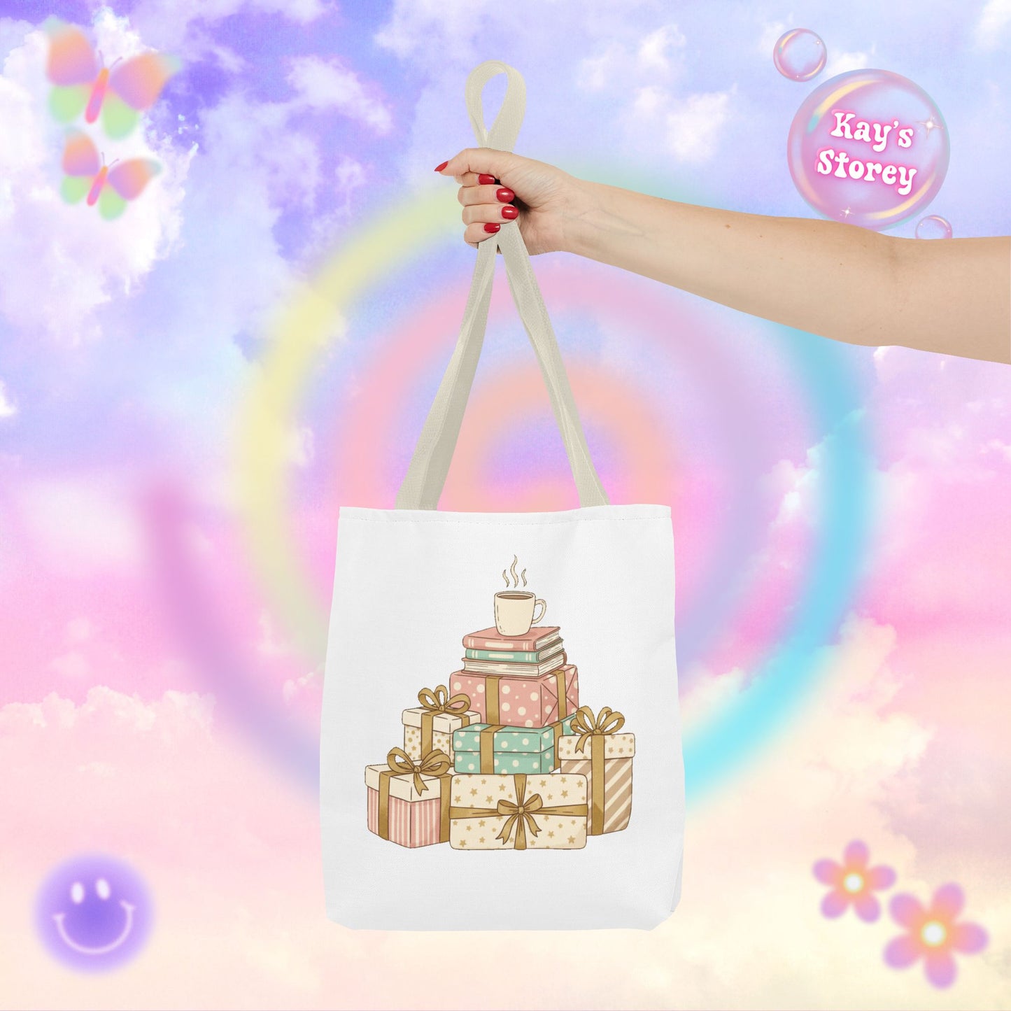 Coffee & Book Stack Tote Bag