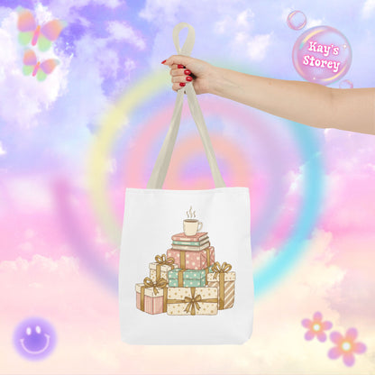 Coffee & Book Stack Tote Bag