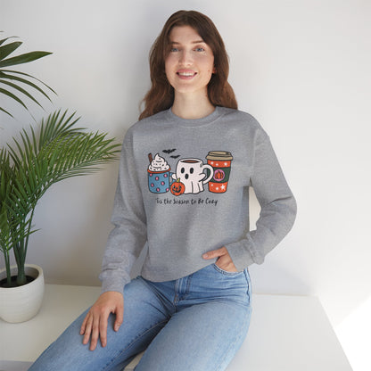 Tis the Season to be Cozy Sweatshirt, Long Sleeve Shirt for Spooky Season Bookish Gift,  Halloween Reading Apparel