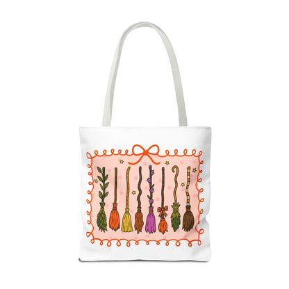 Spooky Season Witches Brooms Book Tote Bag