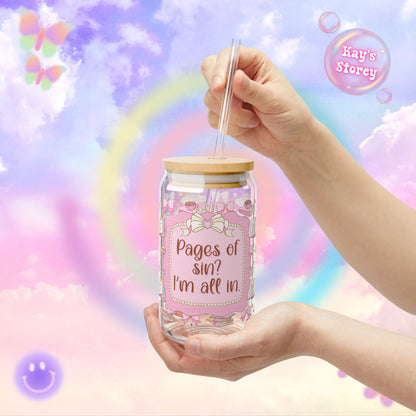 Pages of Sin? I'm All In Sipper Glass