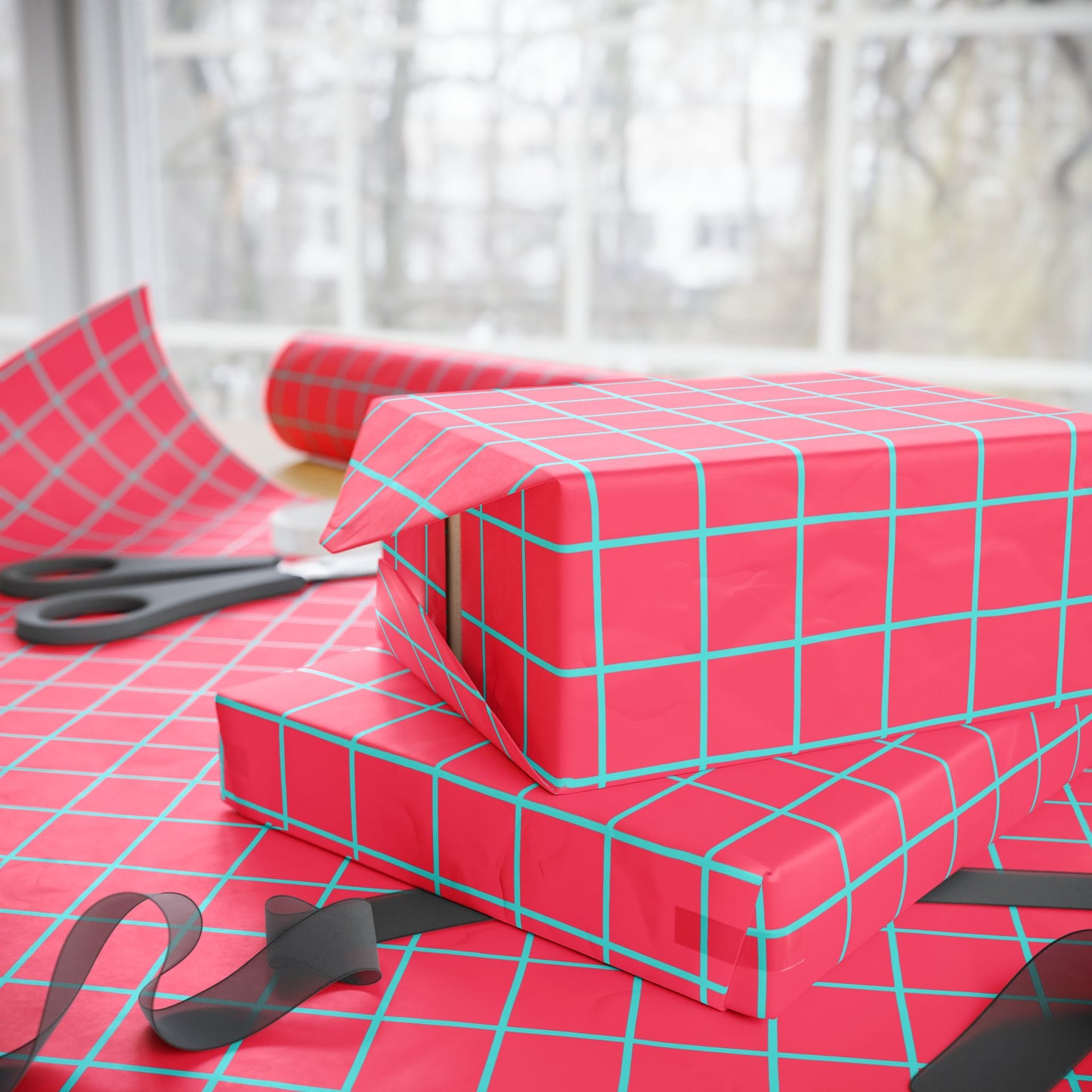 Pink & Blue Stripe Wrapping Paper