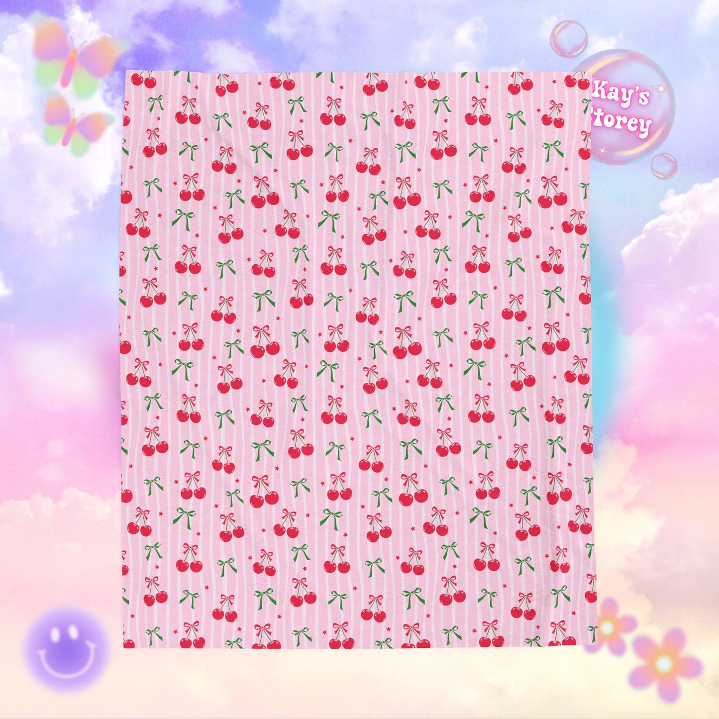 Christmas Cherries Bookish Velveteen Plush Blanket - Cozy Reading Throw