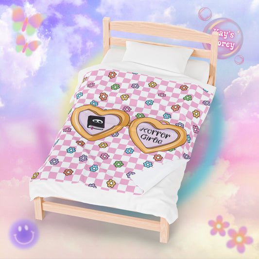 Pink Horror Girlie Velveteen Plush Blanket