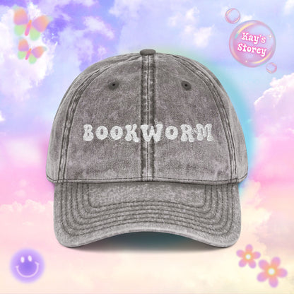 Bookworm Embroidered Vintage Cap