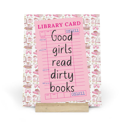 Good Girls Read Dirty Books Bookshelf Decor with Stand