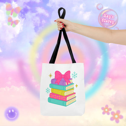 Book Stack Christmas Tote Bag