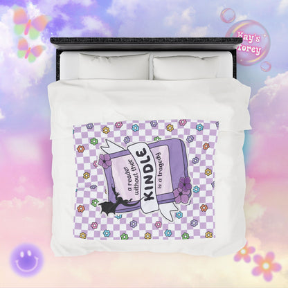 Purple Reader Without Their Kindle Velveteen Plush Blanket