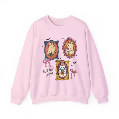 Boo Boo Crew Nurses Sweatshirt, Long Sleeve Shirt for Spooky Season Bookish Gift,  Halloween Reading Apparel