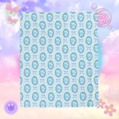 Blue Floral Coquette Bookish Velveteen Plush Blanket - Cozy Reading Throw