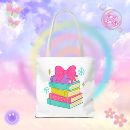 Book Stack Christmas Tote Bag