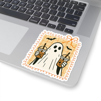 Coffee for Boo Sticker - Kiss-Cut Stickers, Halloween Sticker, Cute Ghost Design, Spooky Sticker, Decorative Sticker for Journals