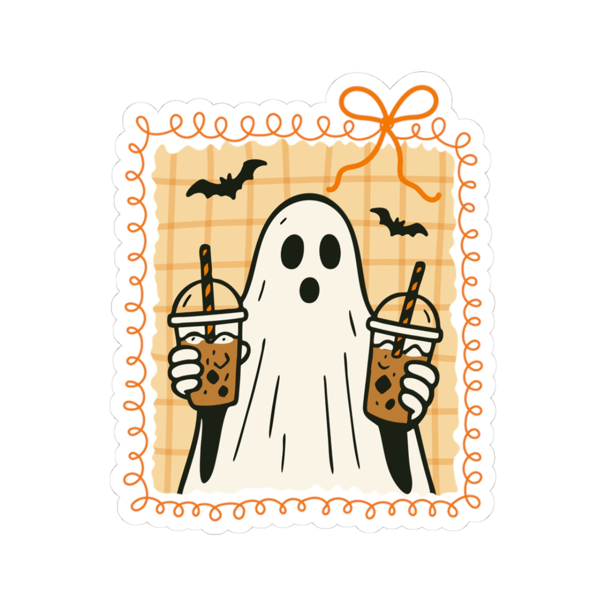 Coffee for Boo Sticker - Kiss-Cut Stickers, Halloween Sticker, Cute Ghost Design, Spooky Sticker, Decorative Sticker for Journals