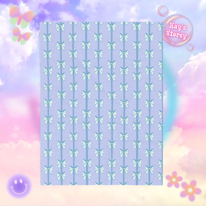 Blue Bows Bookish Velveteen Plush Blanket - Cozy Reading Throw