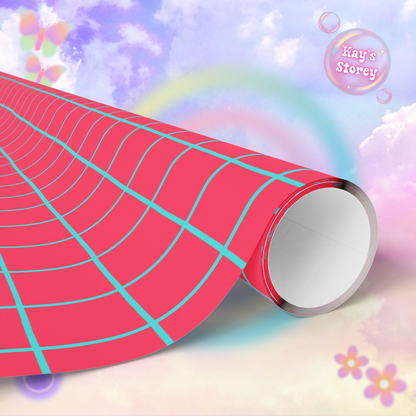 Pink & Blue Stripe Wrapping Paper