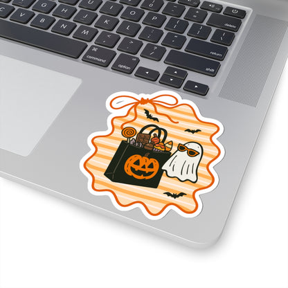 Ghostly Treats Sticker - Kiss-Cut Stickers, Halloween Sticker, Cute Ghost Design, Spooky Sticker, Decorative Sticker for Journals