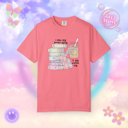 Books Spicy, Coffee Icy Comfort Colors T-Shirt