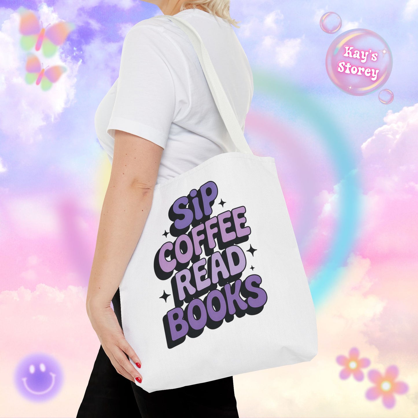 Sip Coffee Read Books Tote Bag