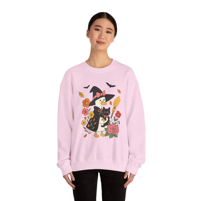 Spooky Goose & Black Cat Sweatshirt, Long Sleeve Shirt for Spooky Season Bookish Gift,  Halloween Reading Apparel