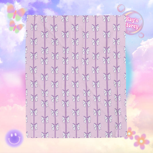 Purple Bows Bookish Velveteen Plush Blanket - Cozy Reading Throw