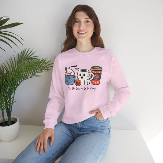 Tis the Season to be Cozy Sweatshirt, Long Sleeve Shirt for Spooky Season Bookish Gift,  Halloween Reading Apparel