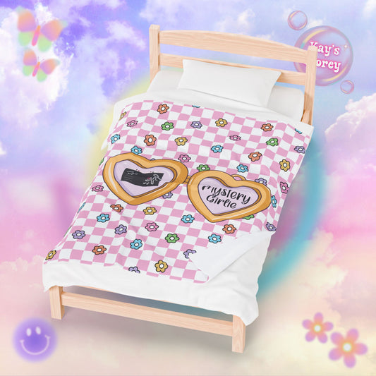Pink Mystery Girlie Velveteen Plush Blanket