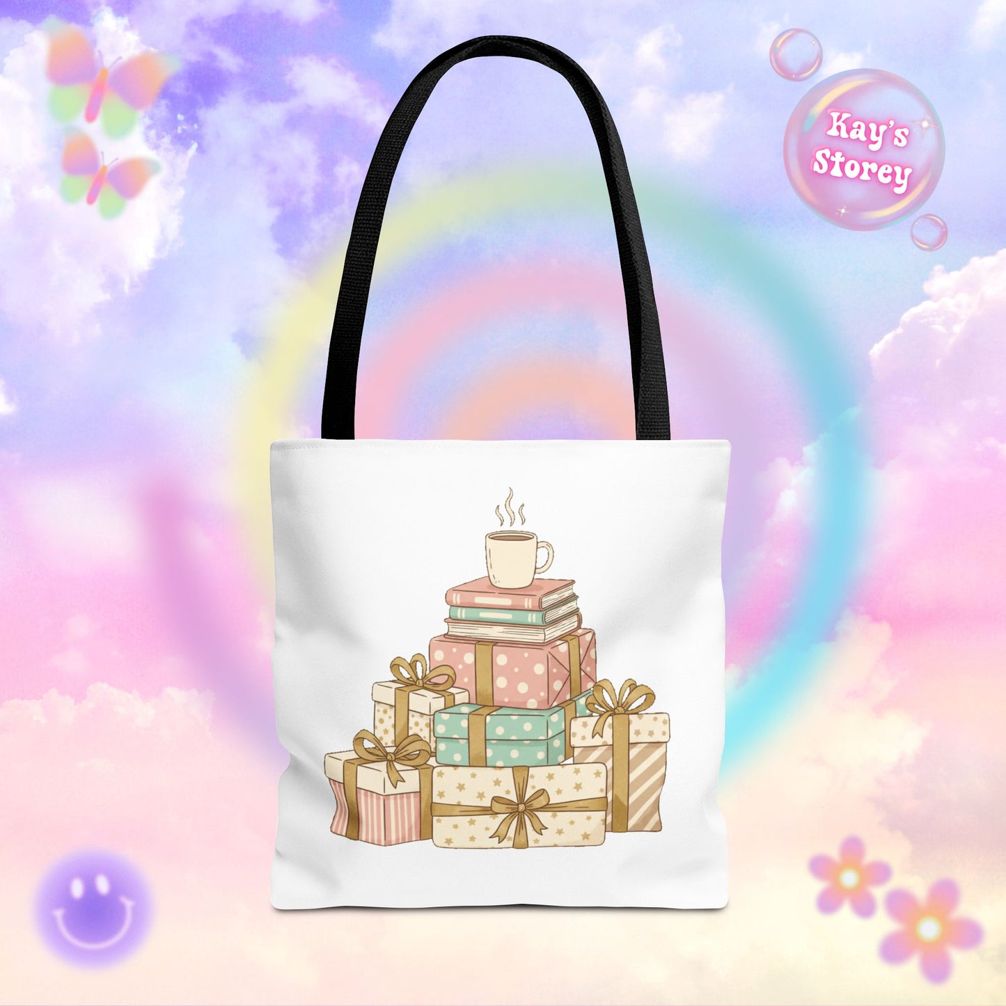 Coffee & Book Stack Tote Bag