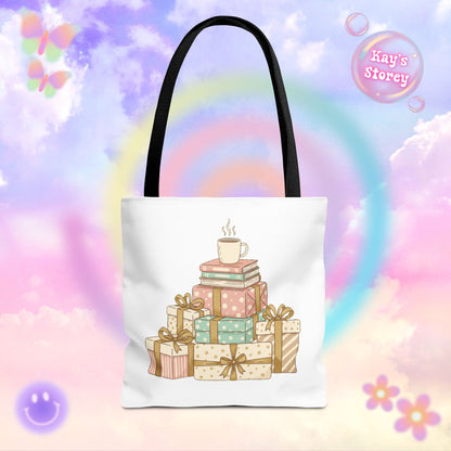 Coffee & Book Stack Tote Bag