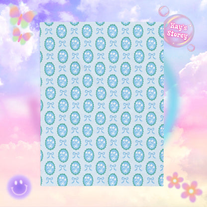 Blue Floral Coquette Bookish Velveteen Plush Blanket - Cozy Reading Throw