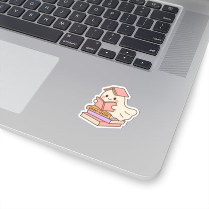 Ghostly Reading Kiss-Cut Sticker, Book Lover Sticker, Cute Sticker Set, Spooky Decals, Halloween Stickers, Vinyl Kindle Stickers