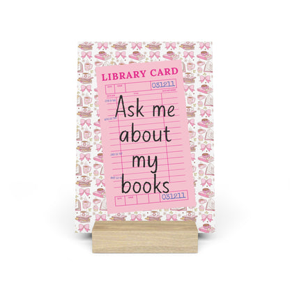 Ask Me About My Books Bookshelf Decor with Stand