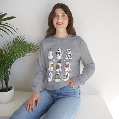 Reading Ghosts Sweatshirt, Long Sleeve Shirt for Spooky Season Bookish Gift,  Halloween Reading Apparel