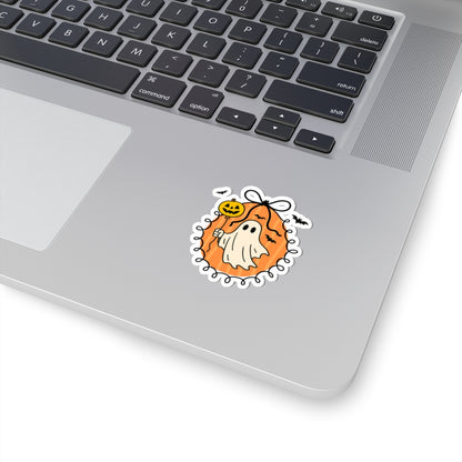 Ghost with Balloon Sticker - Kiss-Cut Stickers, Halloween Sticker, Cute Ghost Design, Spooky Sticker, Decorative Sticker for Journals